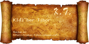 Kléber Tibor névjegykártya